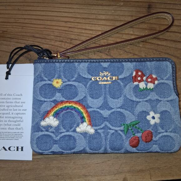 Coach Handbags - NWT Coach Corner Zip Wristlet In Signature Denim cdf35